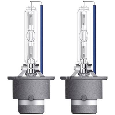 Two identical, transparent halogen lamps side by side, with silver bases and blue elements in the background.
