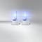 Two blue xenon lamps with modern technology on a grey background; symbolising brightness and energy efficiency.