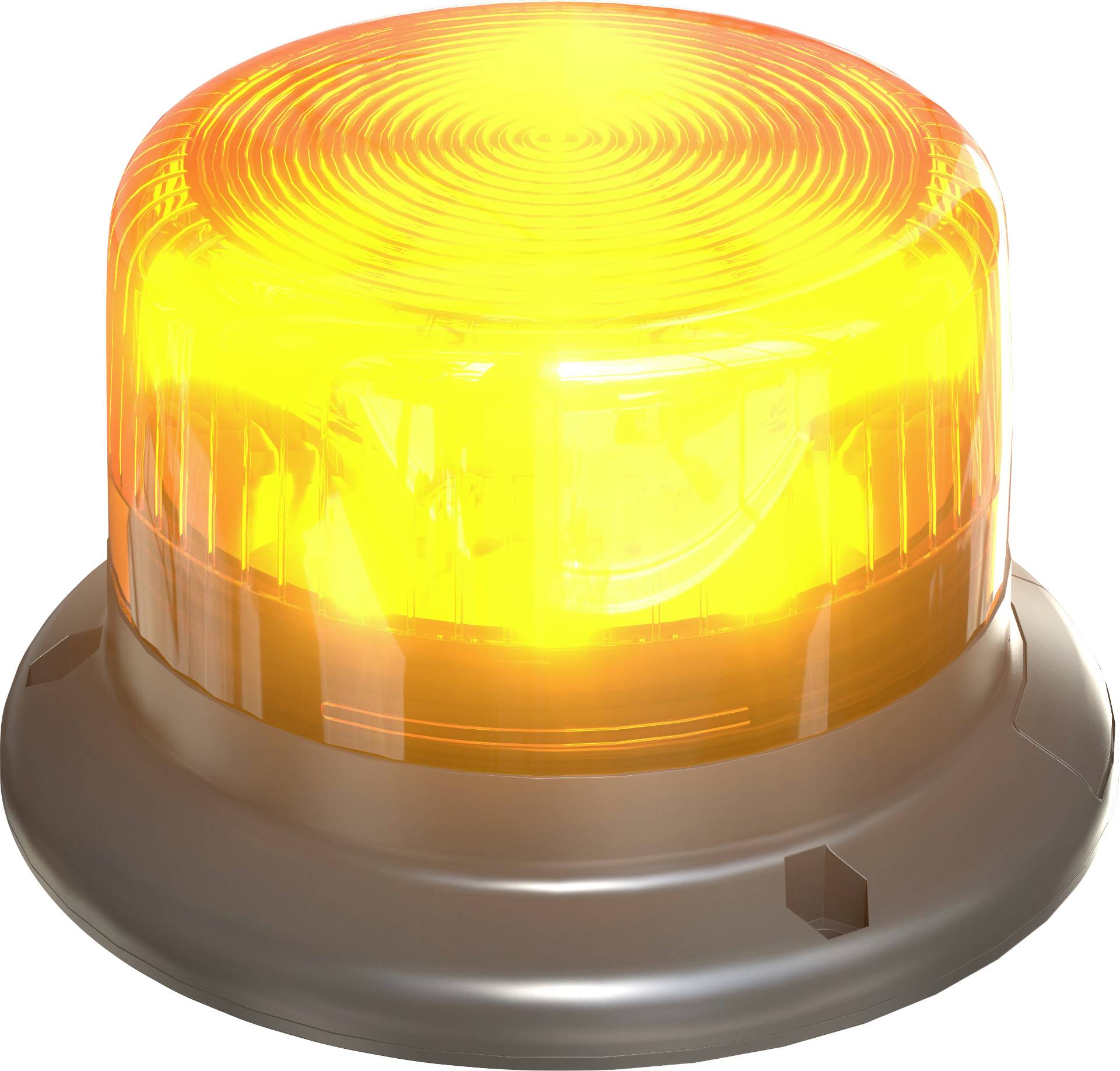 Yellow warning light that flashes. It signals danger or requires special attention. Commonly used on vehicles or at construction sites.