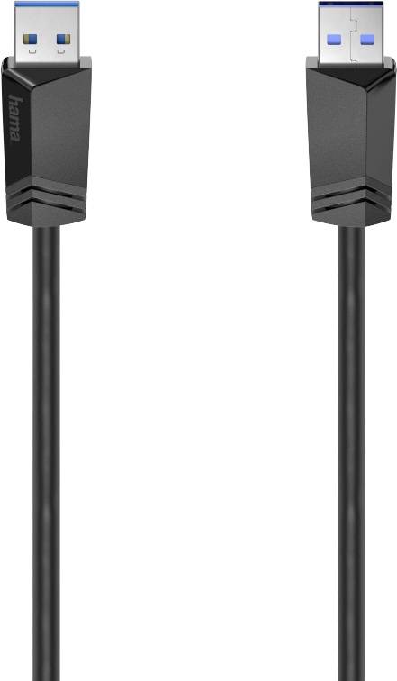 Black USB cable with two USB 3.0 plugs, suitable for fast data transfer between devices.