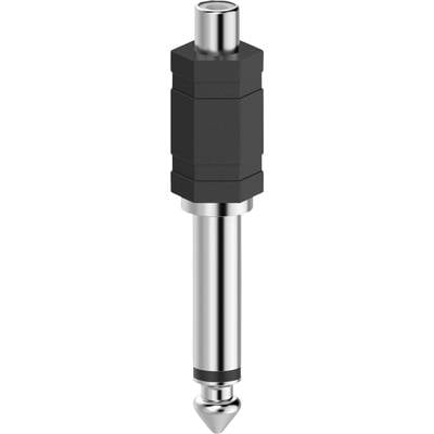 A black and silver audio socket adapter with a hexagonal top surface and a smooth metal body.