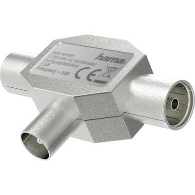 Metal coaxial splitter with two outputs and one input, suitable for radio frequencies from 5-1000 MHz, supports decoupling over 20 dB.