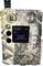 Compact wildlife camera with camouflage pattern. Displays screen with date '01-01-2019', time '00:00:56', and recording status. Buttons on the right.