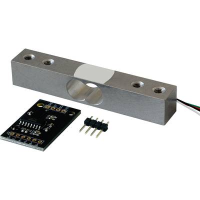 'Load cell with electronic module and connections, used for weight measurement by converting force into an electrical signal.'