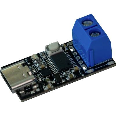 USB-C Adaptor Circuit Board with Blue Screw Terminals, Suitable for Electronic Prototyping Projects.