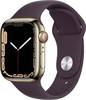 Apple Watch Series 7 GPS + Cellular 41 mm Stainless steel Gold Sports strap Dark cherry