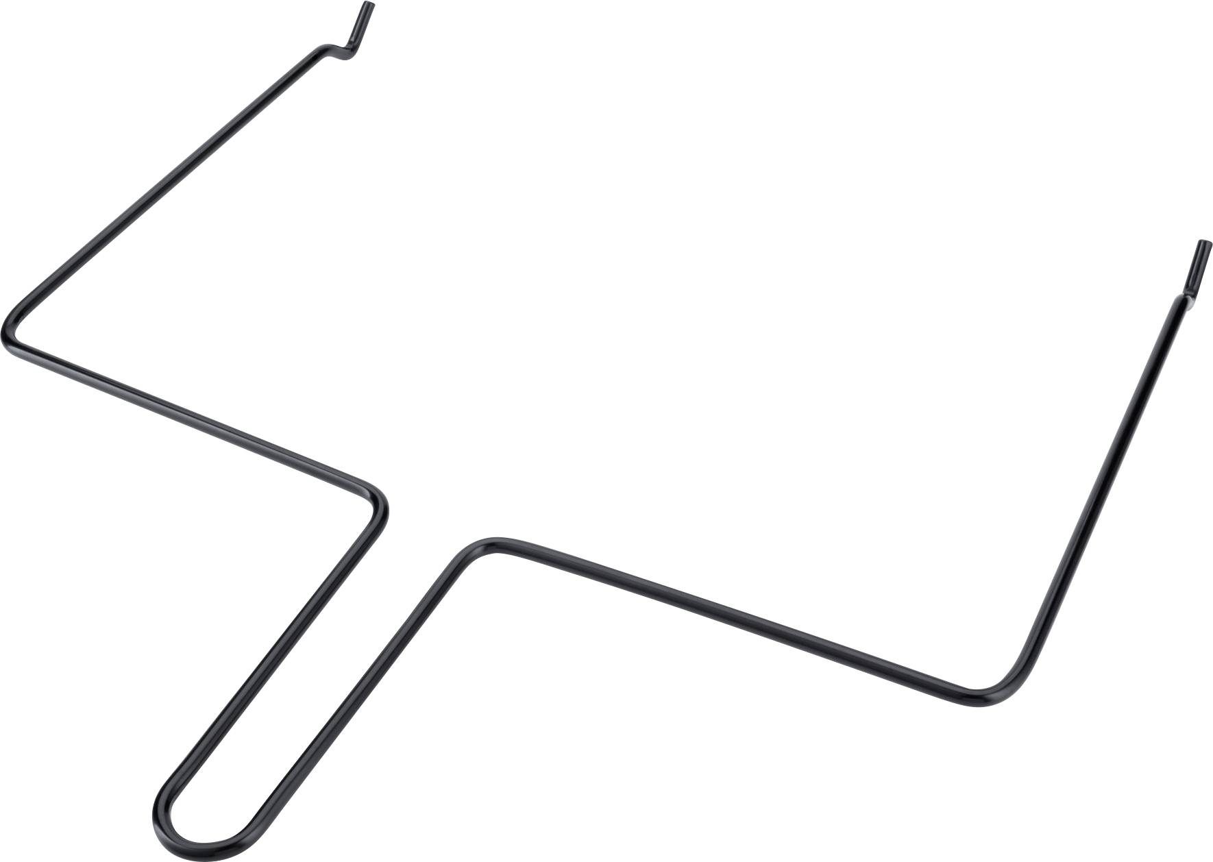 A thin, curved wire reminiscent of a clothes hanger lies on a white background.