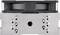Silver module with eight visible screws, black upper edge, and hexagonal opening in the middle, likely a technical component.