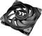 Black computer fan with grey accents and brand logo in the centre.