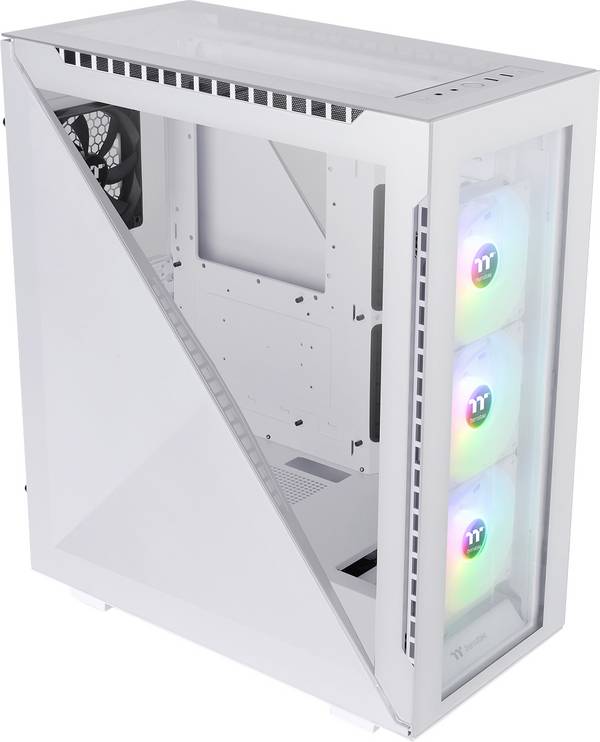 Thermaltake Divider 500 TG Snow ARGB White Midi tower PC casing White 3 built-in LED fans, Built-in fan, Window, Dust filter