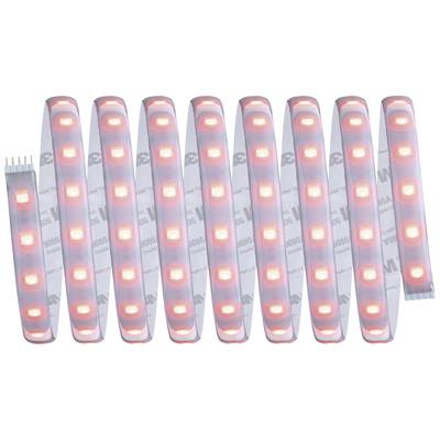 LED strip with red illuminating diodes.<br><br>Note: In British English, this would more naturally be phrased as "LED strip with red LEDs" or "Red LED strip".