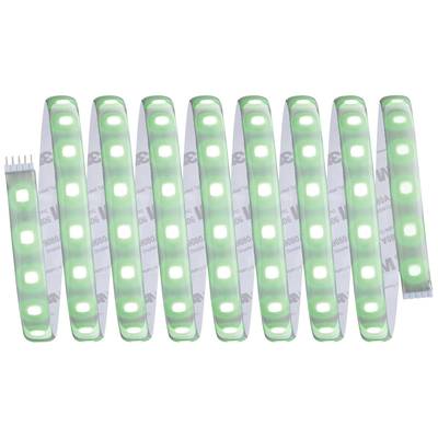 Green LED light strips on a white background. Emitting light evenly. Suitable for decoration or lighting.