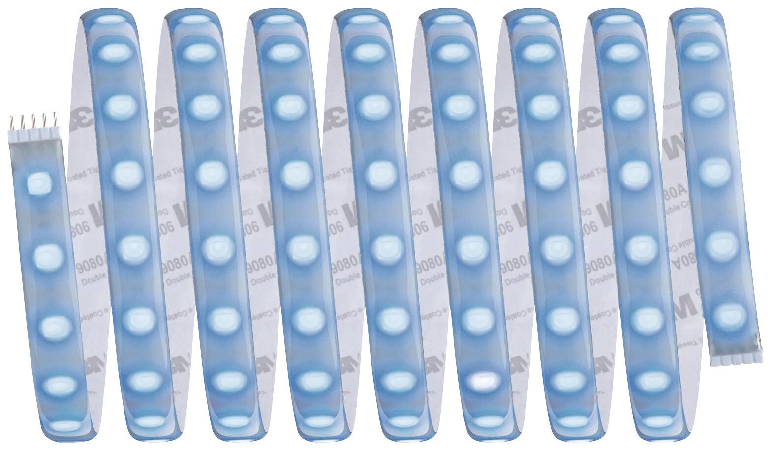 A blue LED light strip arranged in a zigzag formation, with glowing round elements at regular intervals.