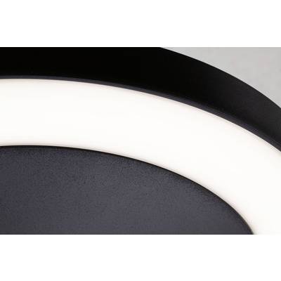 Close-up of a glowing LED ring light with a smooth, black surface in the background.