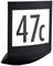 House number sign shows '47c'. Black text on an illuminated background. Rectangular, slightly curved shape.