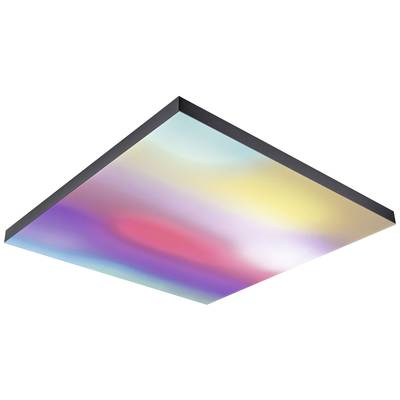 Colourful LED ceiling light with a gradient spanning Blue, Purple, Red, Yellow, and White. Rectangular, mounted on the ceiling.