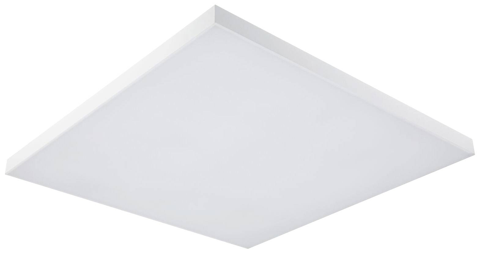 Square, flat LED ceiling light in white, suitable for modern interiors.