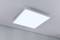 White, rectangular ceiling light mounted on a grey ceiling, providing even illumination of the room.