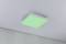 Rectangular ceiling light with a greenish glow, mounted in a modern, bright room.