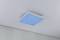 Rectangular ceiling light with blue illumination in a modern room, featuring a simple and clean design.
