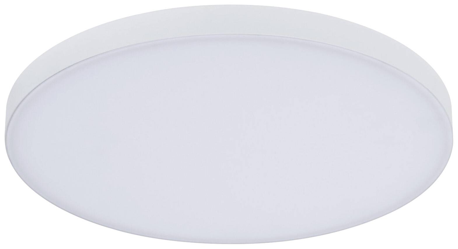 Round ceiling light with a simple, white design, suitable for evenly illuminating interior spaces.