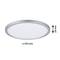 Round ceiling light with a diameter of 293 mm and a height of 28 mm. Silver rim, white surface.