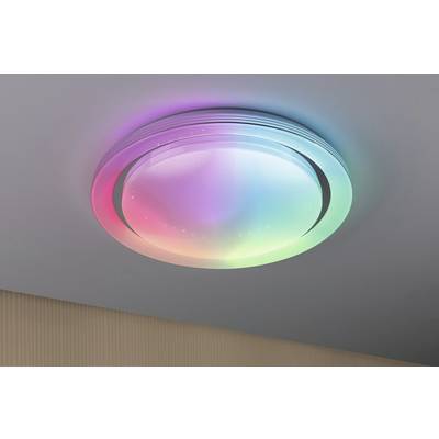 Ceiling light with rainbow colours radiating from a bright centre, providing atmospheric illumination.