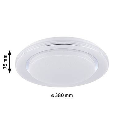 Ceiling light with a diameter of 380 mm and a height of 75 mm, round, white, suitable for room illumination.