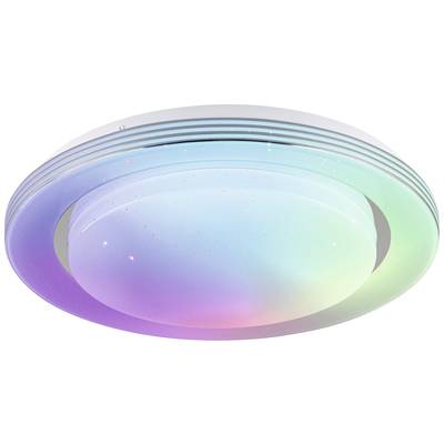 Round LED ceiling light with shimmering, colour-changing light effects, ideal for modern room decoration or stylish lighting.