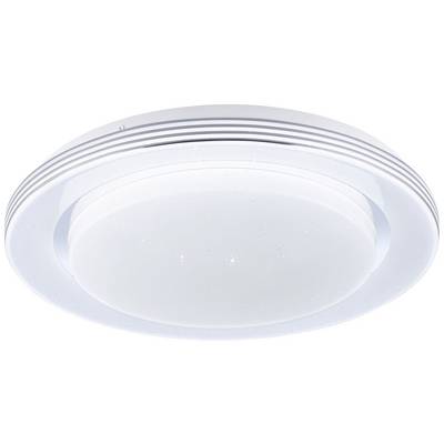 Modern round ceiling light with white frame and integrated LED light diffuser. Ideal for uniform room illumination.