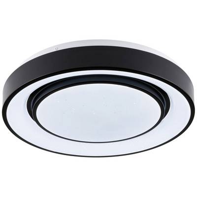 Round ceiling light with a black border and a central, illuminated area. Minimalist design for modern interiors.