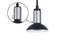 Pendant light with black and silver design. Close-up reveals adjustable mechanism at the top of the lamp.