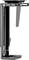 Black, vertical metal bracket with a movable part, possibly designed for mounting under desks or for CPU support.