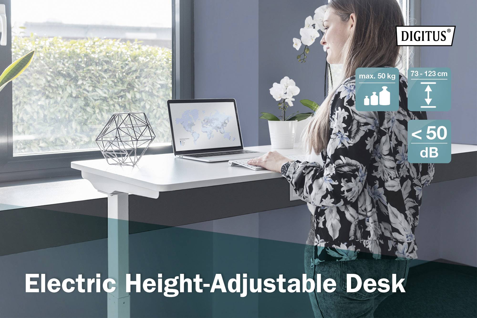 Digitus Office desk (sitting/standing) DA-90407 White DA-90407 Height (max.): 1.23 cm-6