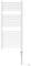 White, vertical, electric towel radiator with multiple horizontal bars; thermostatic control at the bottom edge.