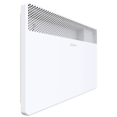 White electric radiator with perforated pattern on top, compact design, suitable for room heating, brand visible in the centre.