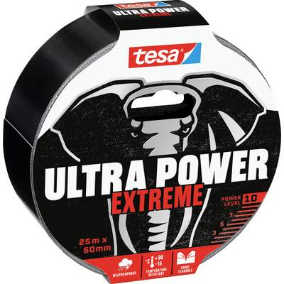'Ultra Power Extreme' tesa duct tape packaging, 25m x 50mm, weatherproof, temperature resistant, hand tearable, power level 10.