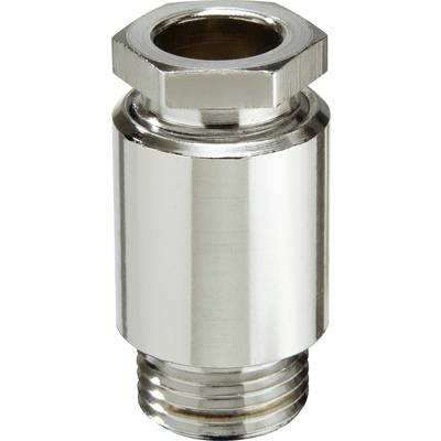 A silver, cylindrical metal valve with a hexagonal head and threading at one end, typical of piping systems.