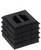 A square, black plastic stopper with ribbed sides and two rectangular openings at the top, suitable for pipe ends.