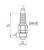 Technical drawing of a spark plug with dimensions. Main components shown in profile view. Markings for TL, L, D, SW/E.