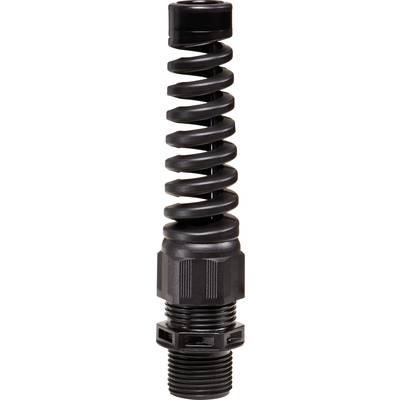 'Black powder-coated spring screw with thread, ready for use in industrial equipment or machinery.'