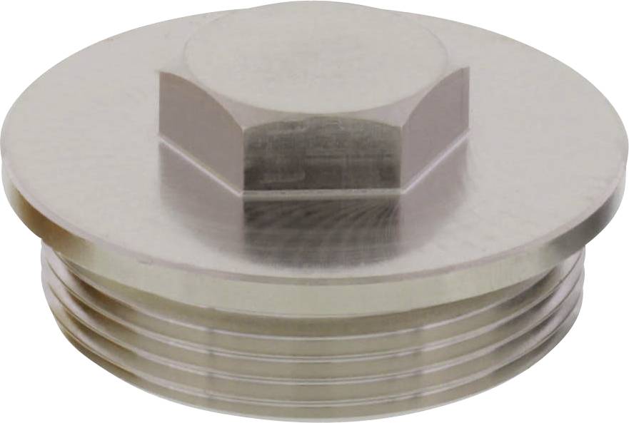 A silver-coloured, metallic screw with a hexagonal head and thread, likely for technical applications.