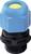 A blue cable gland head with a black threaded base. Suitable for connecting and protecting cables and wires.