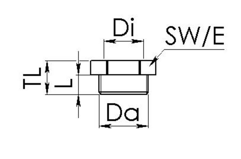 Technical drawing of a round component with dimensional annotations: 'TL', 'Di', 'SW/E', 'Da'. Shows dimensions and descriptions.