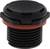 A black, round ventilation plug with a red sealing ring, suitable for industrial applications for pressure equalisation.