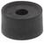 Black, cylindrical rubber stopper with a central hole, against a white background.