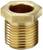 A hexagonal, brass-coloured threaded plug with internal threading. Primarily used in plumbing or heating installations.