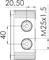 Technical drawing of a rectangular component with dimensions 20.50 and 40 millimetres. Two central circles and label 'M25x1.5'.
