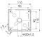 Technical drawing of a square component cover with dimensions 110x110 mm and 90x90 mm. Thread M20x1.5, depth 7.5 mm.