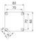Technical drawing of a rectangular metal sheet with edge lengths of 85 mm and 70 mm. Holes are located at the corners.